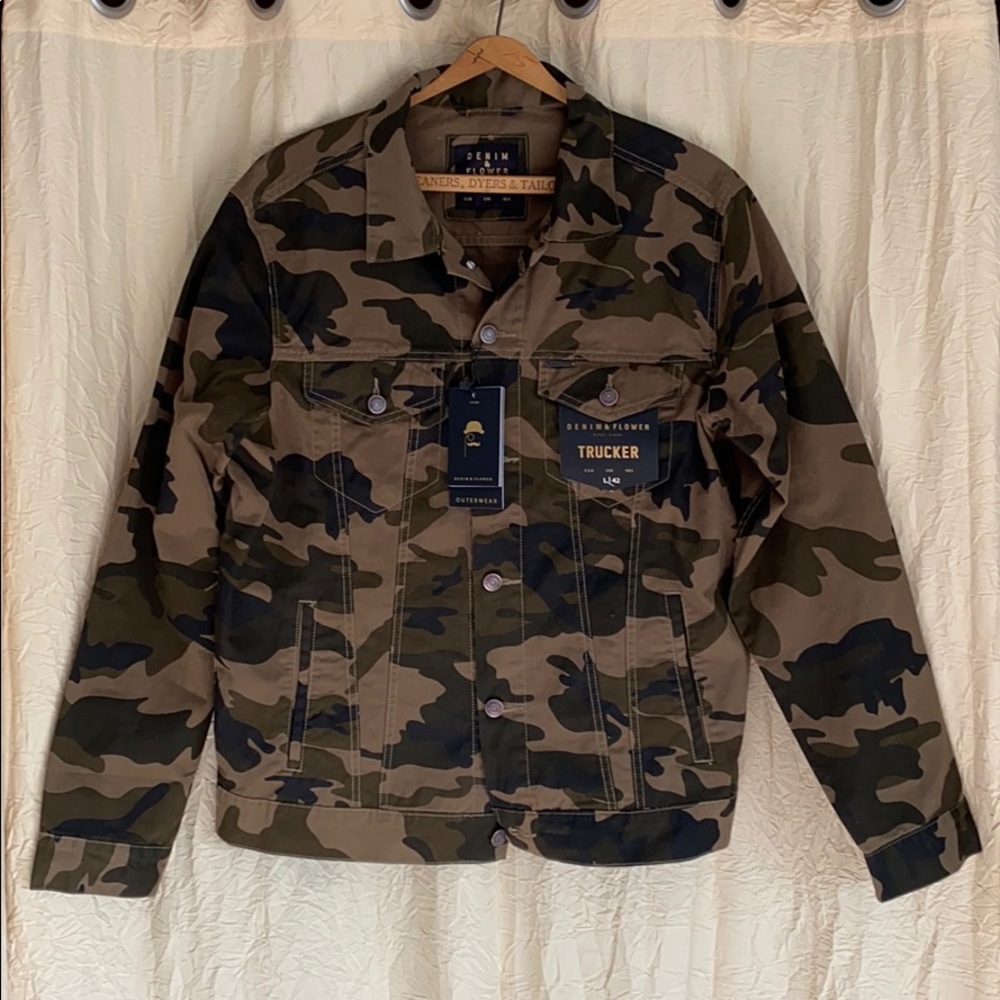 Camo Denim & Flower Trucker Jacket